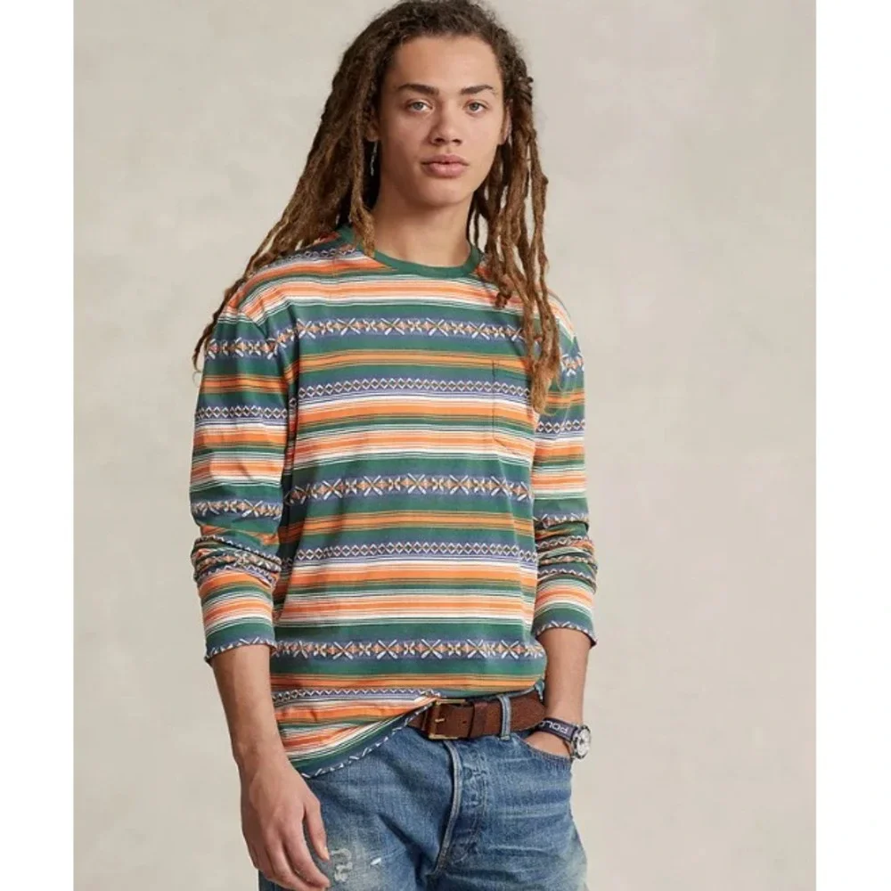 Polo Country Ralph Lauren Men's XL Striped Jacquard T-Shirt Southwestern Western
